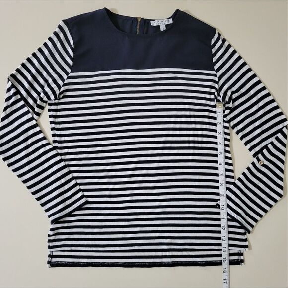 Chaus Women's Navy Stripe Zipper Back Long Sleeve Top - Picture 5 of 10